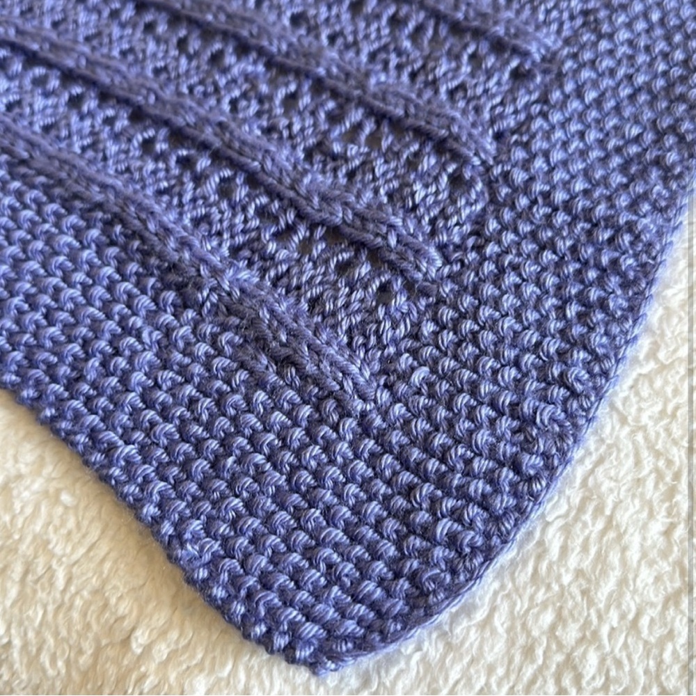 Handmade Purplish Blue Baby Crochet Blanket - Picture 2 of 2